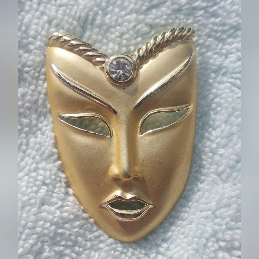 Set Of Vintage Pins Brooches Gold Tone Rhinestones - Picture 5 of 11